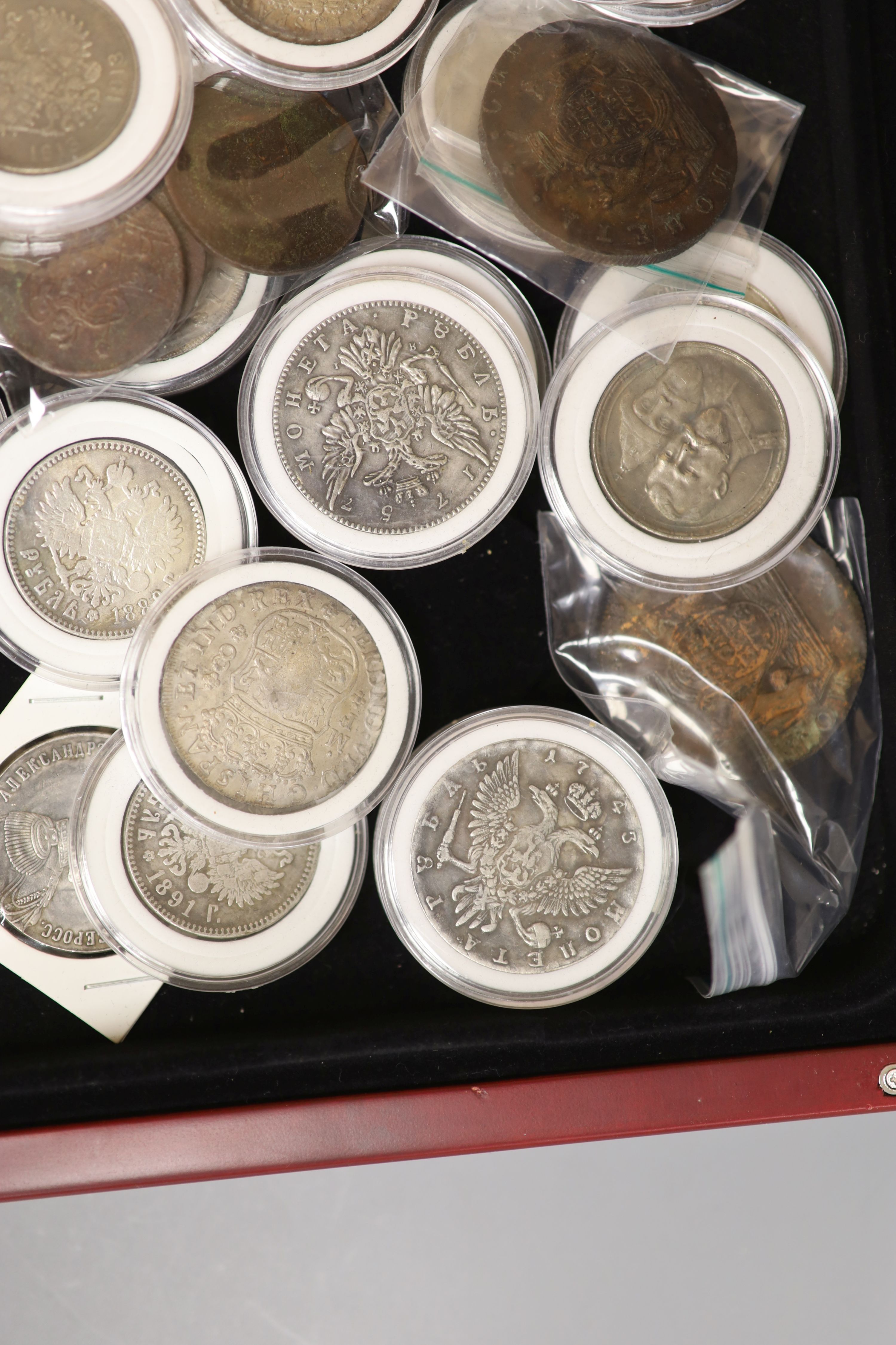 A collection of reproduction Russian coins
